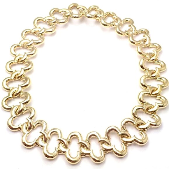 Authentic! Van Cleef & Arpels 18k Yellow Gold Large Alhambra Choker Necklace - Picture 1 of 9
